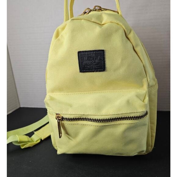 Herschel Backpack Brite Yellow Gold zippers Crosshatch Mini adjust straps   Read - Picture 1 of 10